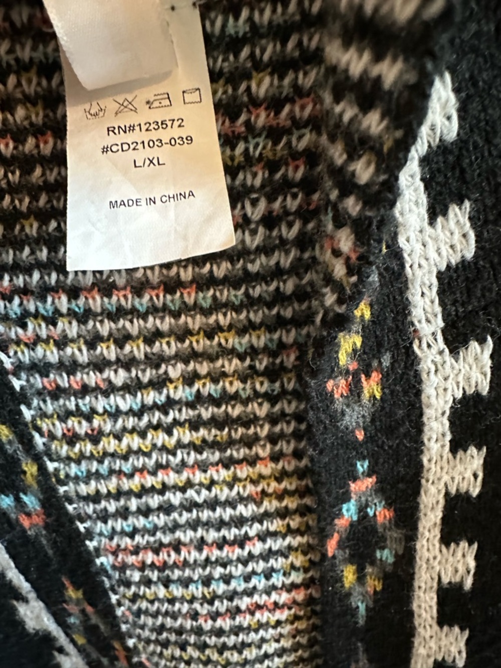 Aztec Southwest Cardigan Sweater Hooded Open Front Boho Western L/XL - Picture 6 of 6